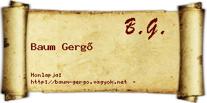 Baum Gergő névjegykártya